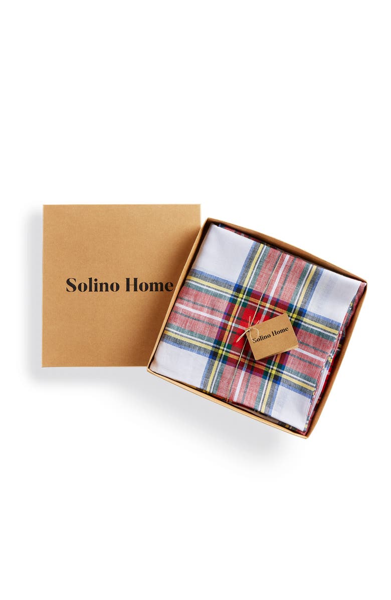 Solino Home Linen Round Tablecloth - Stewart Plaid, Alternate, color, White