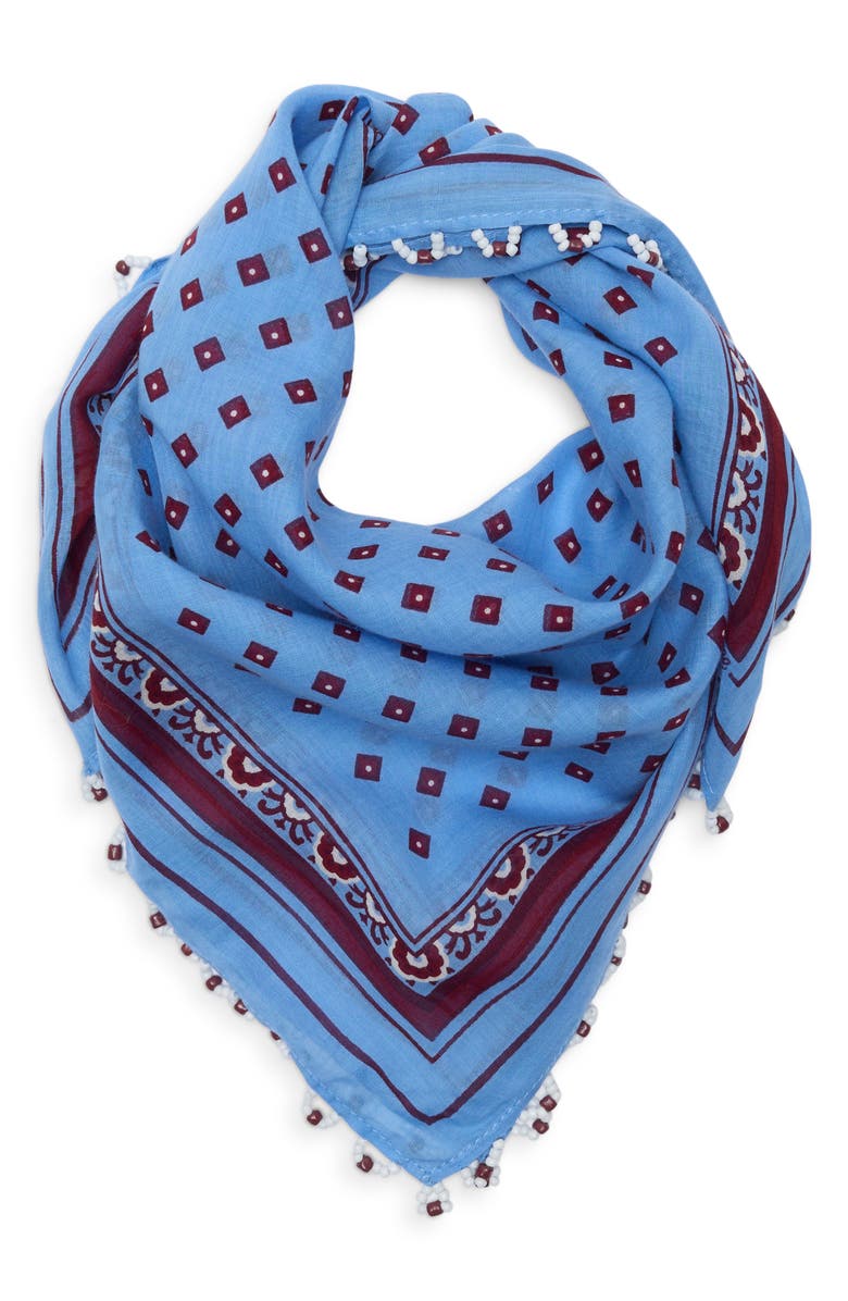 Madewell Beaded Bandana in Cotton Blend, Main, color, Retro Blue