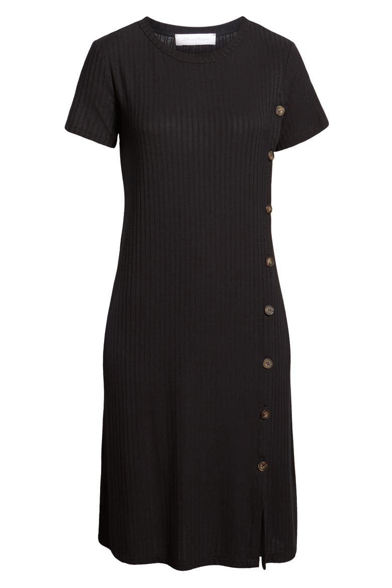 Button-Up T-Shirt Dress, Alternate, color, BLACK