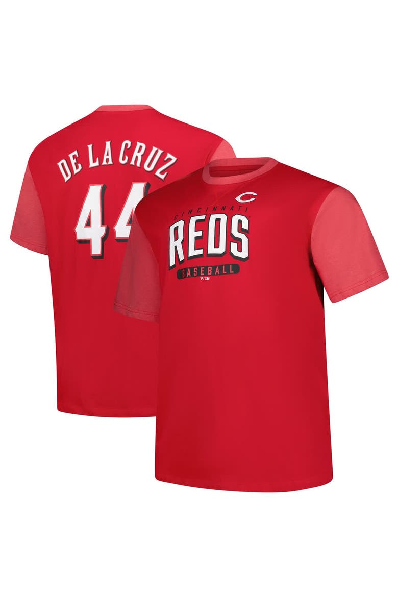 Men's Profile Elly De La Cruz Red Cincinnati Reds Big & Tall Name & Number T-Shirt, Main, color, Red