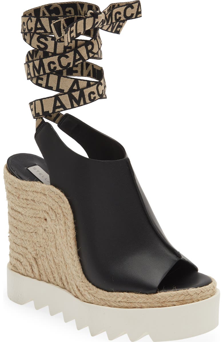 Stella McCartney Gaia Faux Leather Wedge Sandal, Main, color,