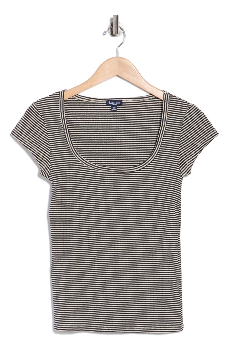Splendid Fitted Scoop Neck T-Shirt, Alternate, color, Black Stripe