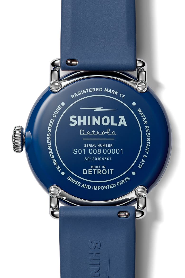 Detrola The Honcho Silicone Strap Watch, 43mm, Alternate, color, NAVY/ YELLOW/ NAVY