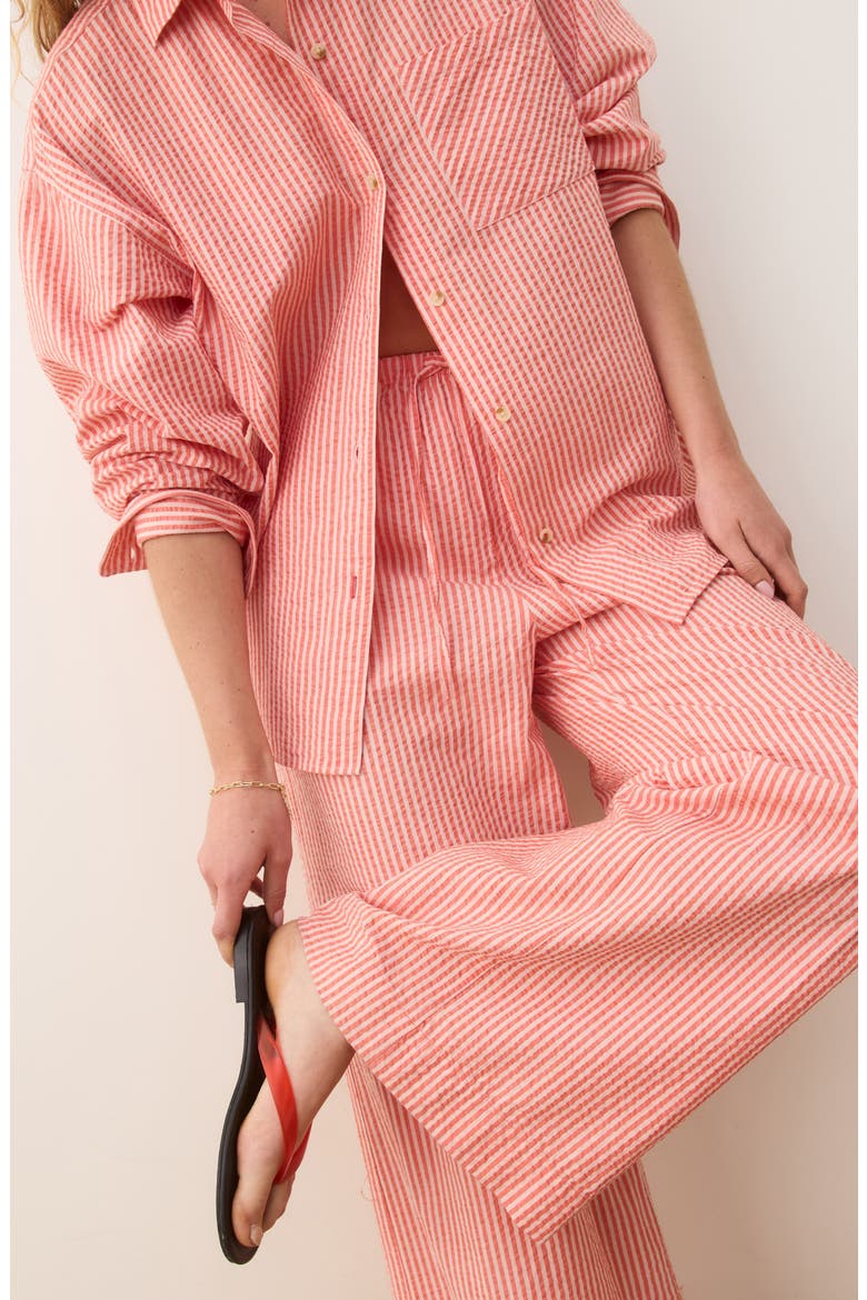 Seersucker Wide Leg Pants, Alternate, color, HIBISCUS/ SAND STRIPE