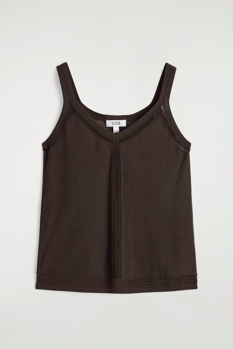 Open-knit Detail Tank Top, Alternate, color, BROWN