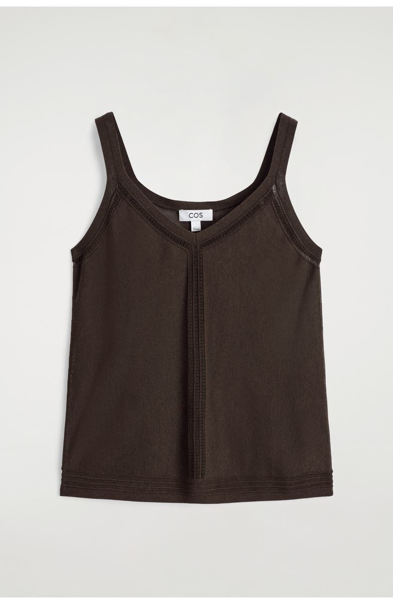 COS Open-knit Detail Tank Top, Alternate, color, Brown