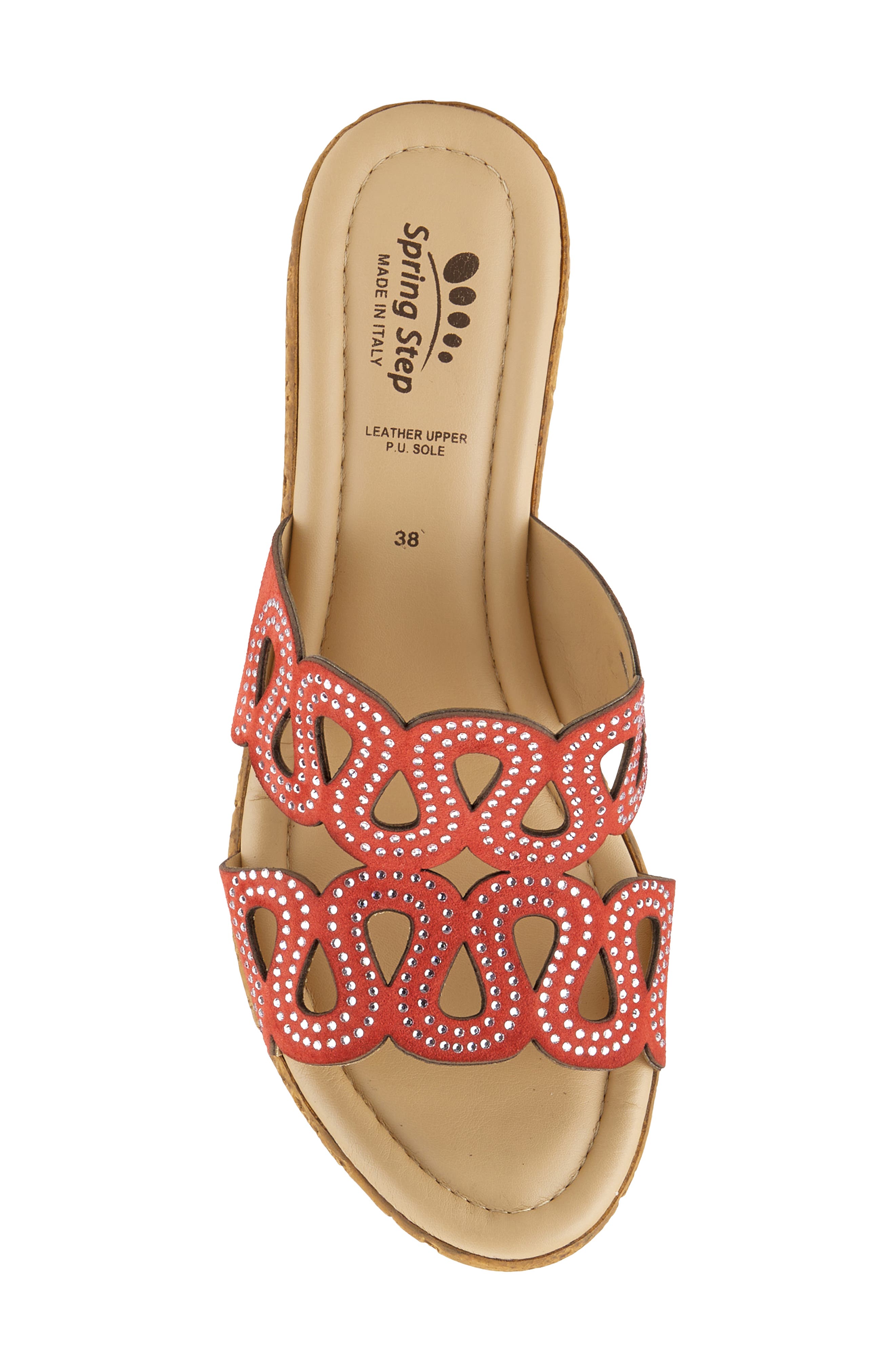 Steamy Crystal Embellished Wedge Sandal, Alternate, color, RED SUEDE