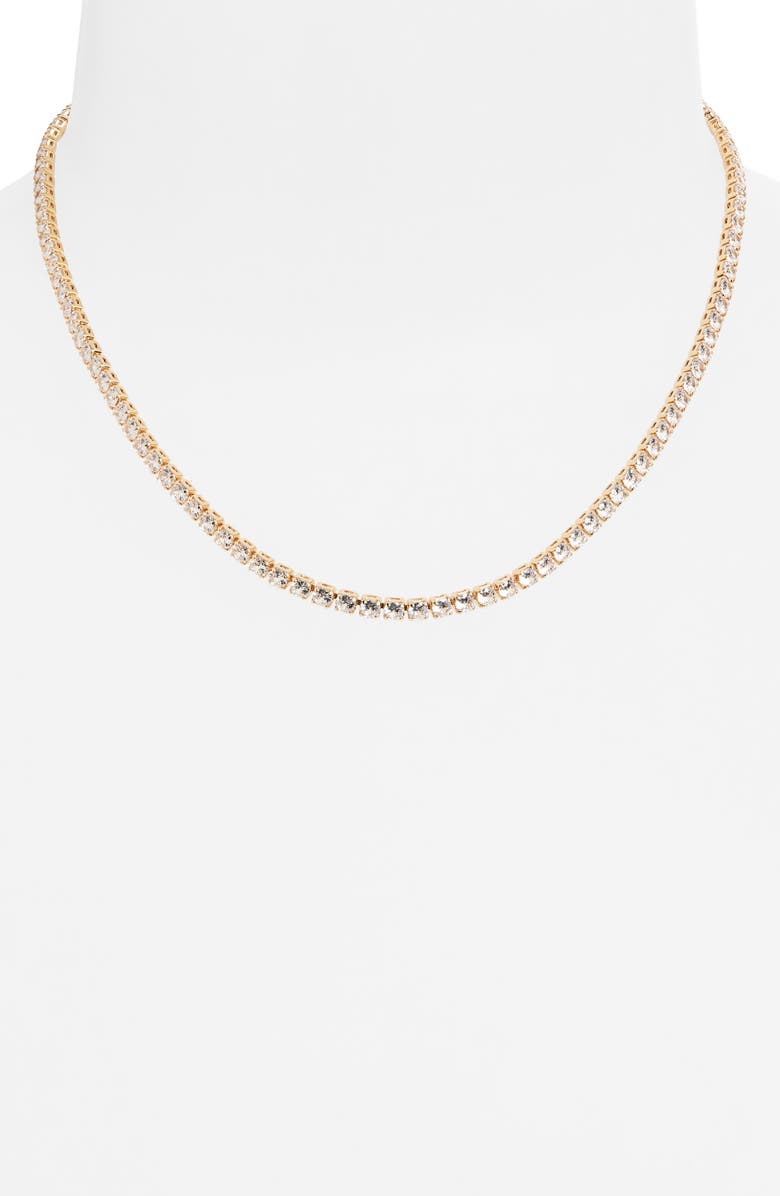 NORDSTROM RACK Cubic Zirconia Tennis Necklace, Alternate, color, Clear- Gold
