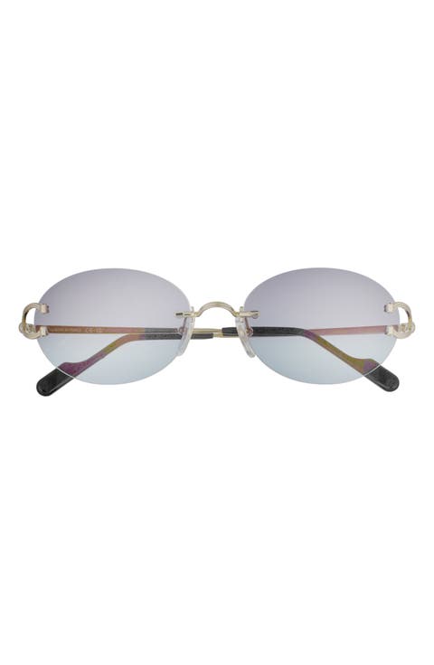 55mm Gradient Rimless Oval Sunglasses