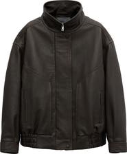 MANGO Oversize Leather Jacket