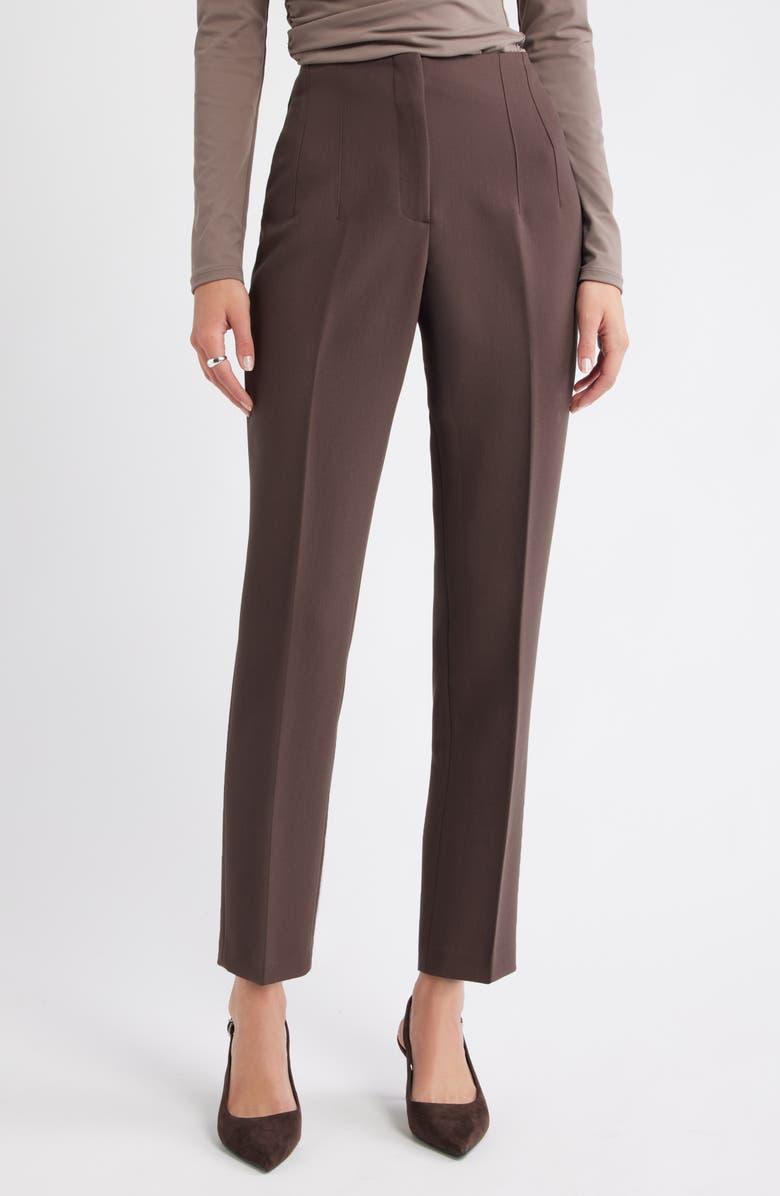 Open Edit Icon High Waist Ankle Cigarette Pants, Main, color, Brown Seal