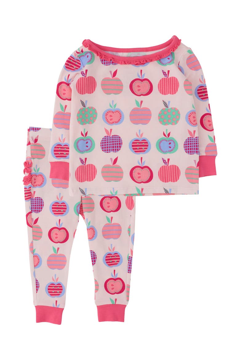 Modal Blend Ruffle Long Sleeve Pajama Set, Signature Rear Ruffles, Main, color, Pink Apple Patch