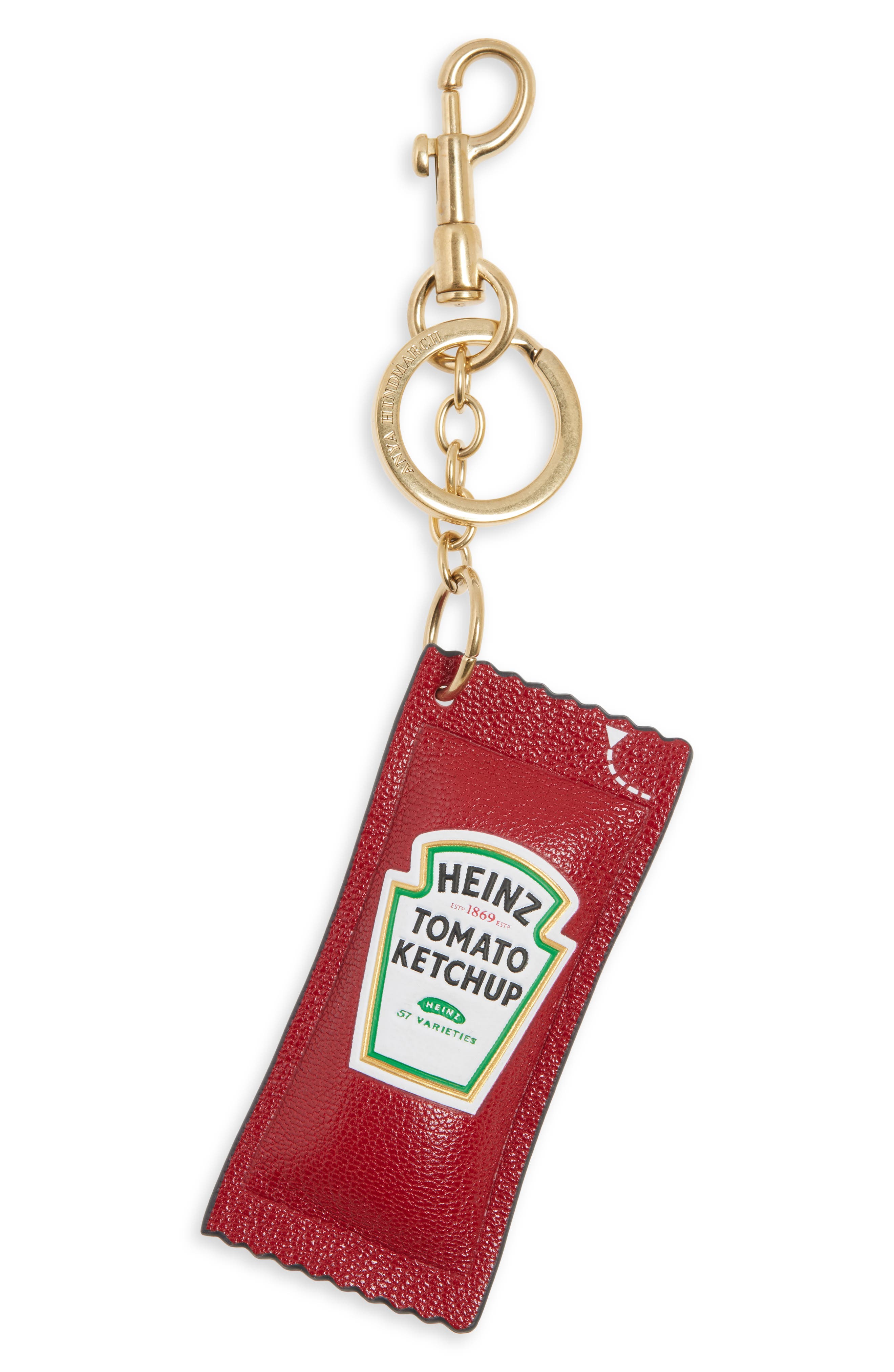 Anya Hindmarch Heinz<sup>®</sup> Ketchup Leather Bag Charm, Main, color, 