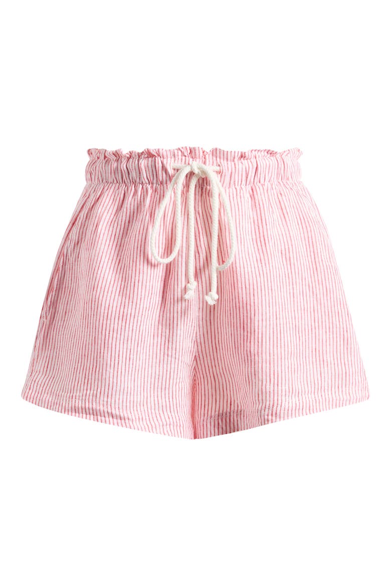 Getaway Linen Cover-Up Shorts, Alternate, color, COASTAL STRIPE RED