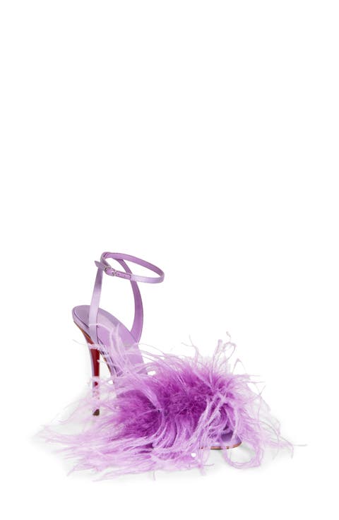 Miss Z Loubipoupi Feather Embellished Ankle Strap Sandal (Women)