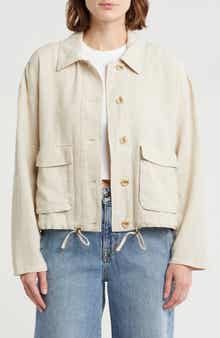 Caslon® Linen Blend Utility Shirt Jacket