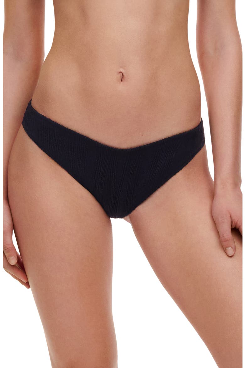 Jacquard Tanga Bikini Bottoms, Main, color, BLACK