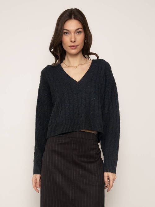 Central Park West Yorke Cable Crop Vneck In Black