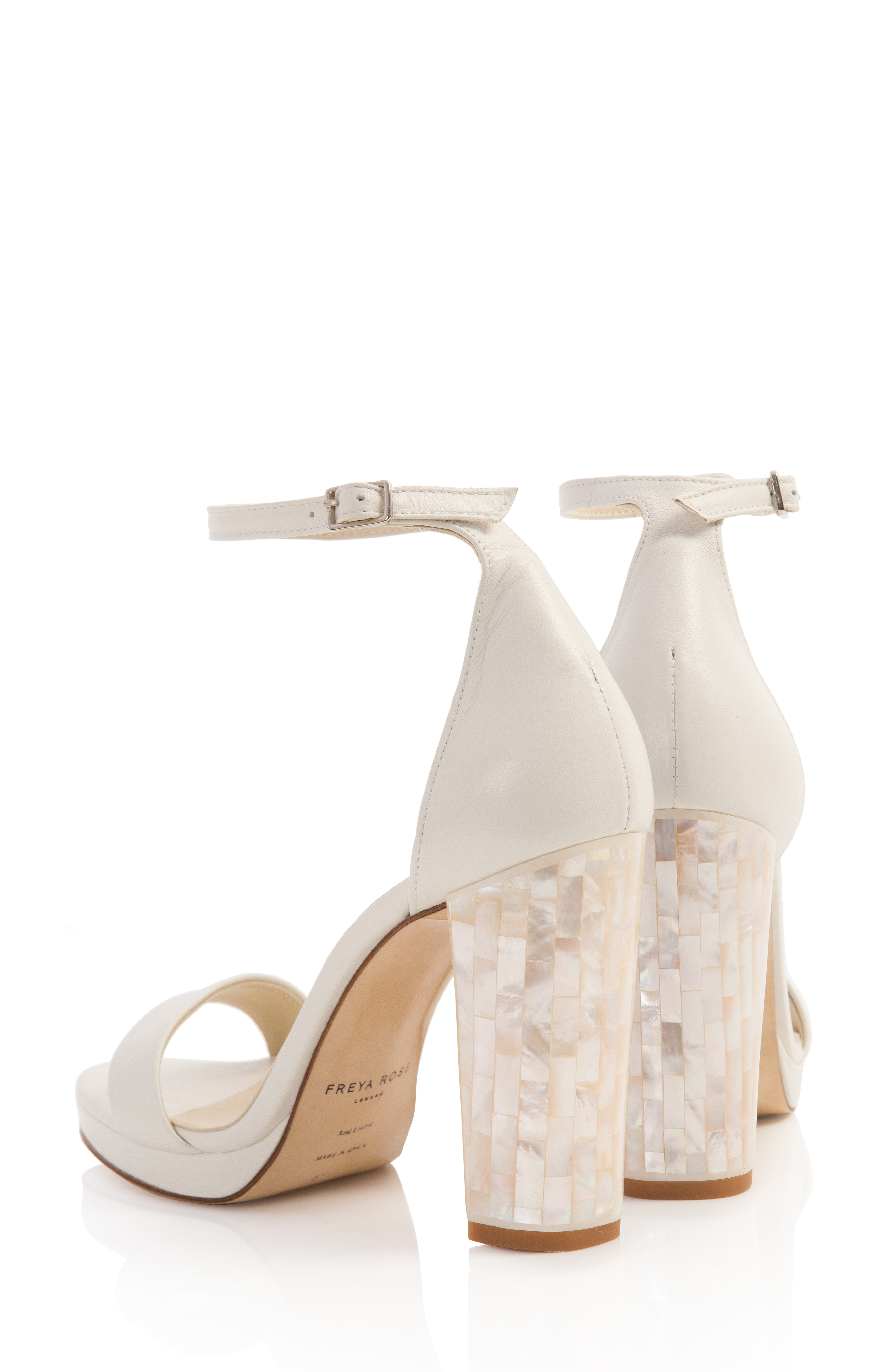 Freya Rose Dove Ankle Strap Pearl Heel Sandal, Alternate, color, White