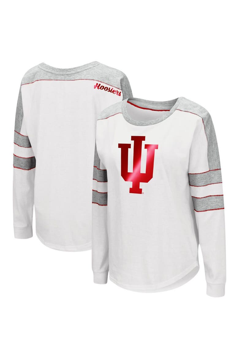 Women's Colosseum White Indiana Hoosiers Trey Dolman Long Sleeve T-Shirt, Main, color, White