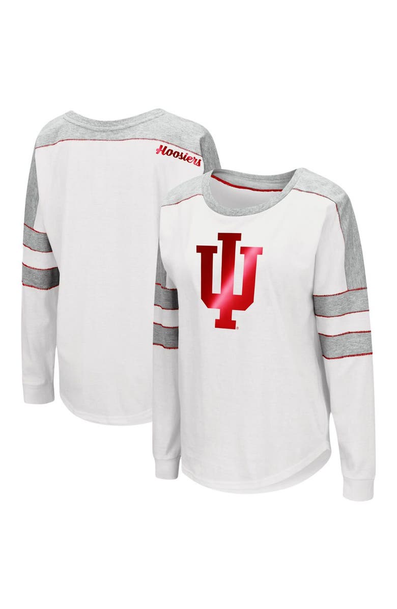 COLOSSEUM Women's Colosseum White Indiana Hoosiers Trey Dolman Long Sleeve T-Shirt, Main, color, 