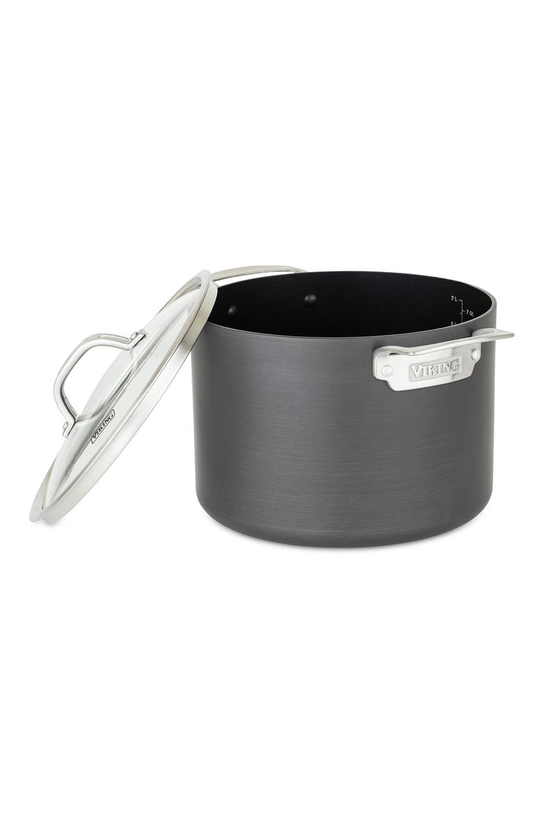 8-Quart Hard Anodized Aluminum Nonstick Stockpot with Lid, Alternate, color, DARK GRAY