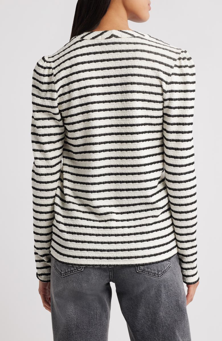 GIBSONLOOK The Amelia Stripe Henley Top, Alternate, color, Cream/ Black Stripe