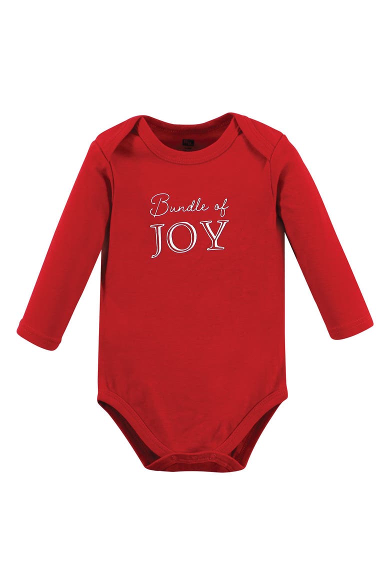 Essential Long-Sleeve Cotton Bodysuit Triple Set, Alternate, color, Christmas Scene