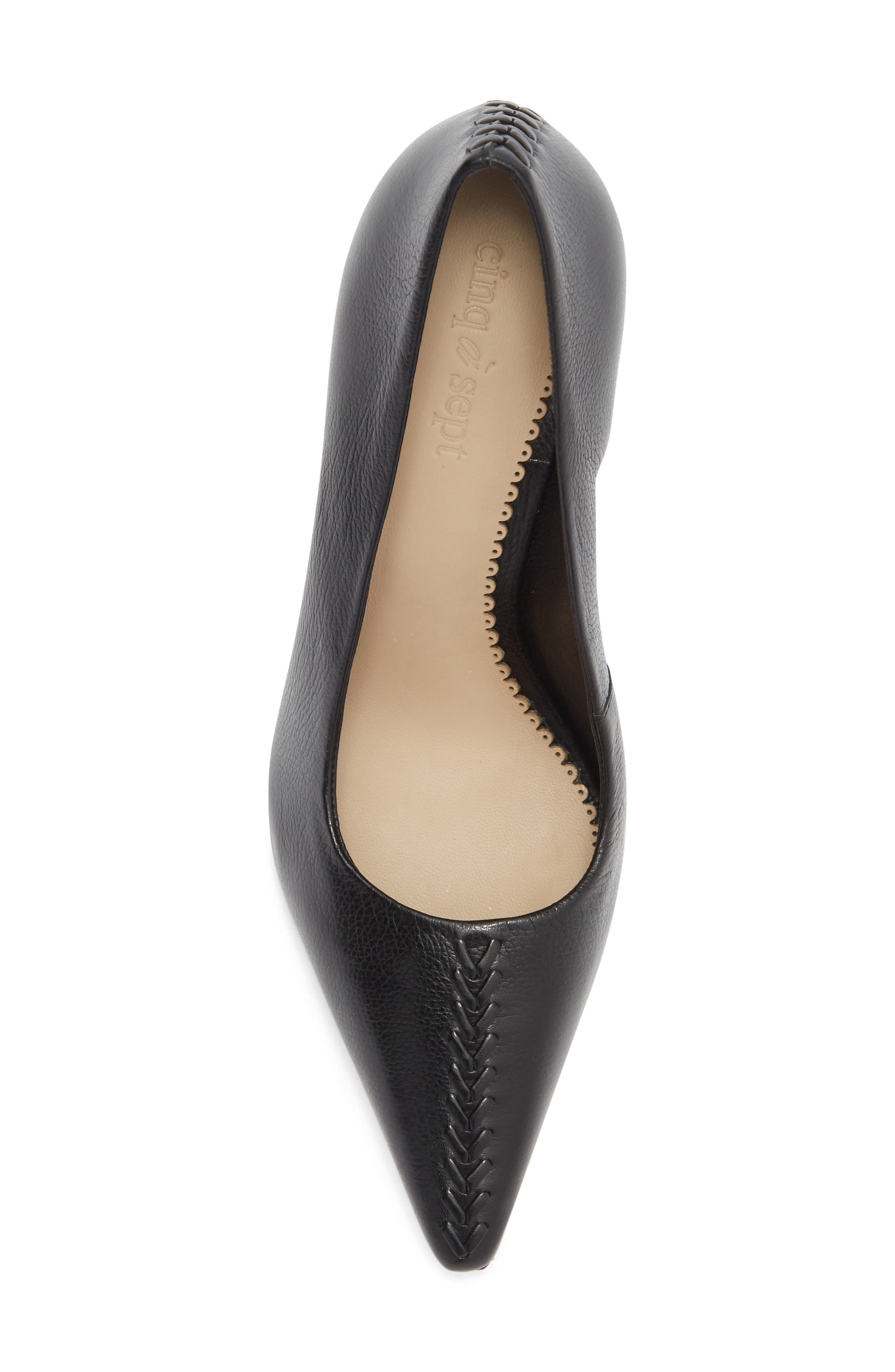 Cinq à Sept Giselle Whipstitch Pointed Toe Pump, Alternate, color, Black