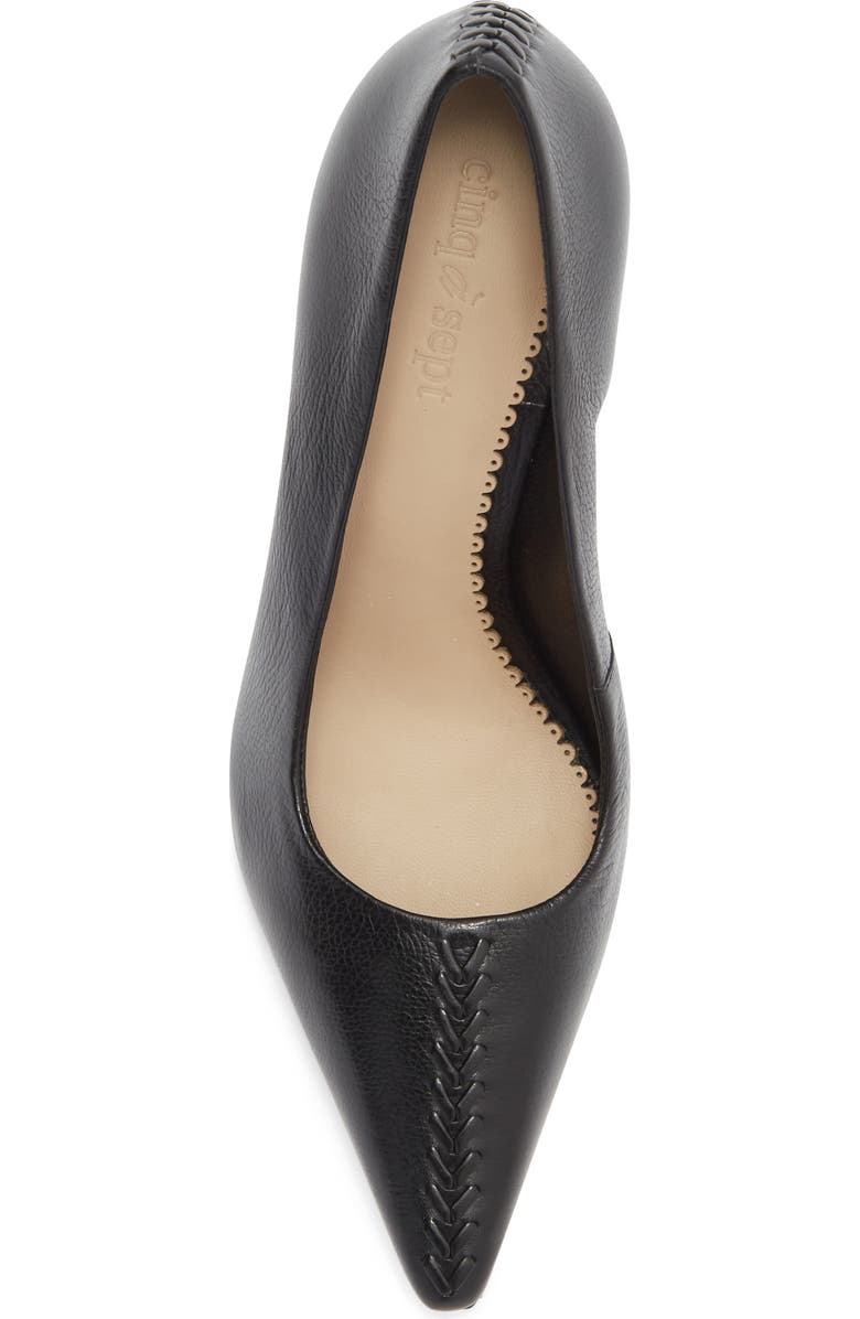 Cinq à Sept Giselle Whipstitch Pointed Toe Pump, Alternate, color, Black
