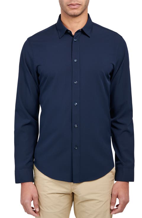 Slim Fit Solid 4-Way Stretch Performance Long Sleeve Shirt