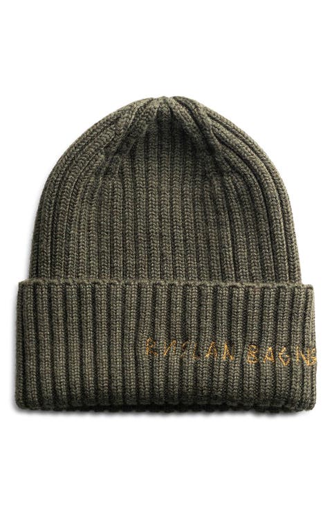 Monogram Embroidered Merino Wool Beanie