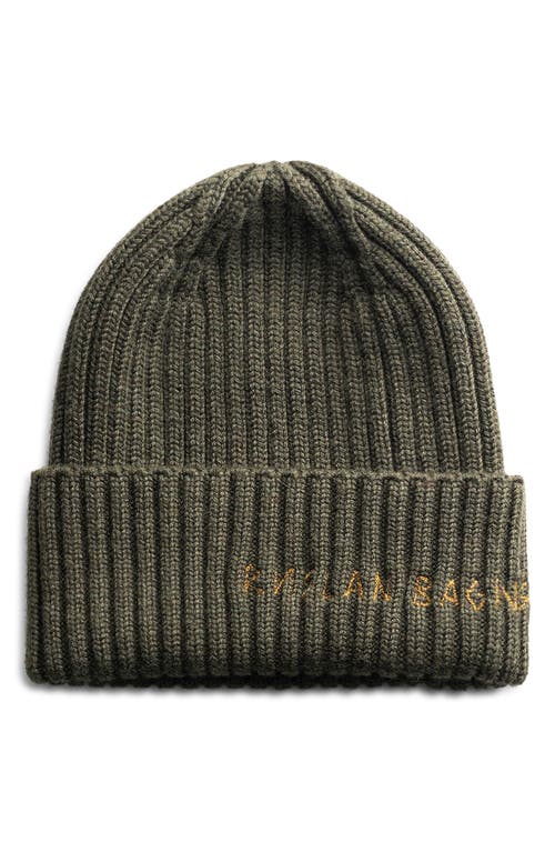 Ruslan Baginskiy Monogram Embroidered Merino Wool Beanie In Green