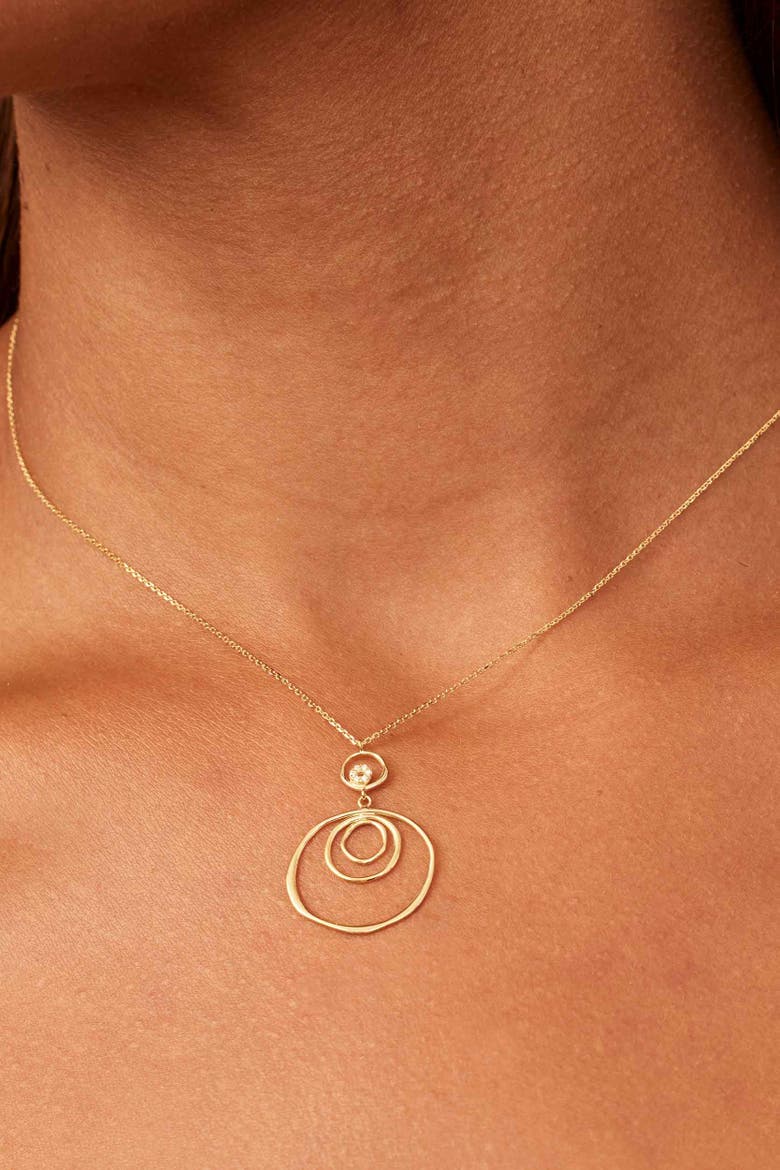 14K Yellow Gold Inner Circle Drop Necklace, Alternate, color, Yellow Gold