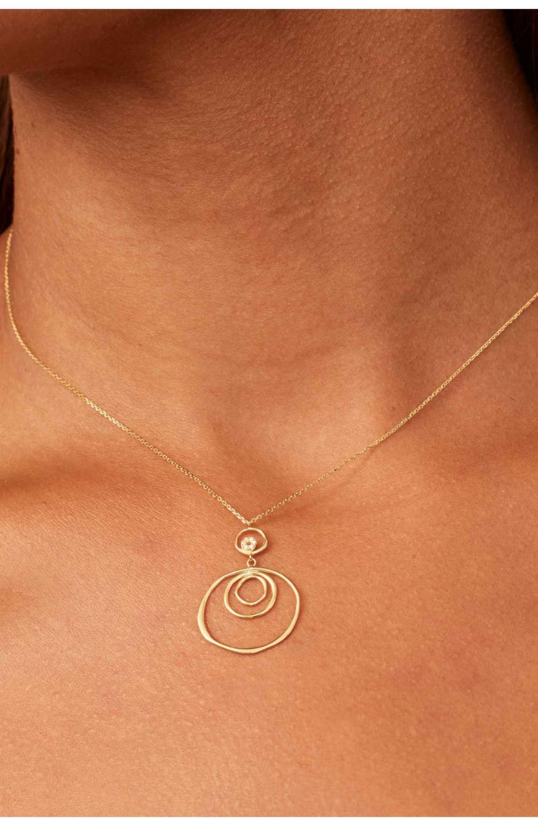 Oradina 14K Yellow Gold Inner Circle Drop Necklace, Alternate, color, Yellow Gold