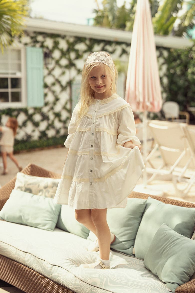 Woven Dress with Lace Trim, Alternate, color, Off White