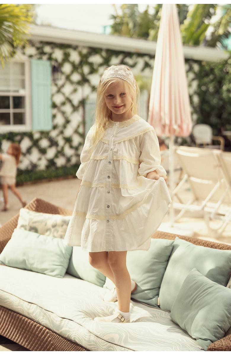 Clô Woven Dress with Lace Trim, Alternate, color, Off White