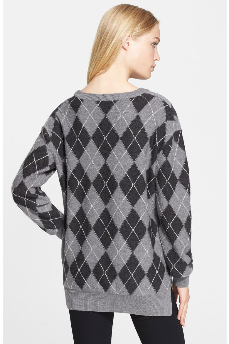 Merino Wool Argyle Sweater, Alternate, color, CHARCOAL