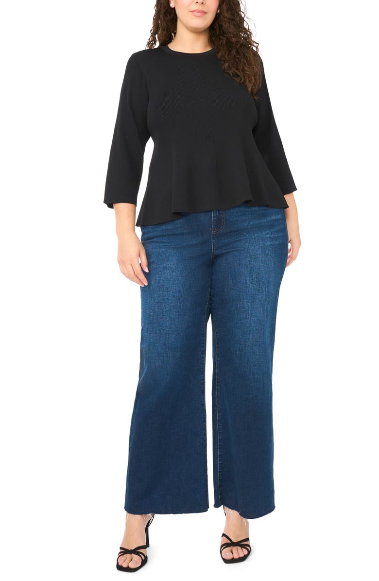 Halogen<sup>®</sup> Rib Peplum Sweater, Alternate, color, Rich Black