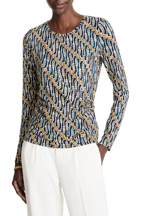 Batik Print Drape Jersey Top
