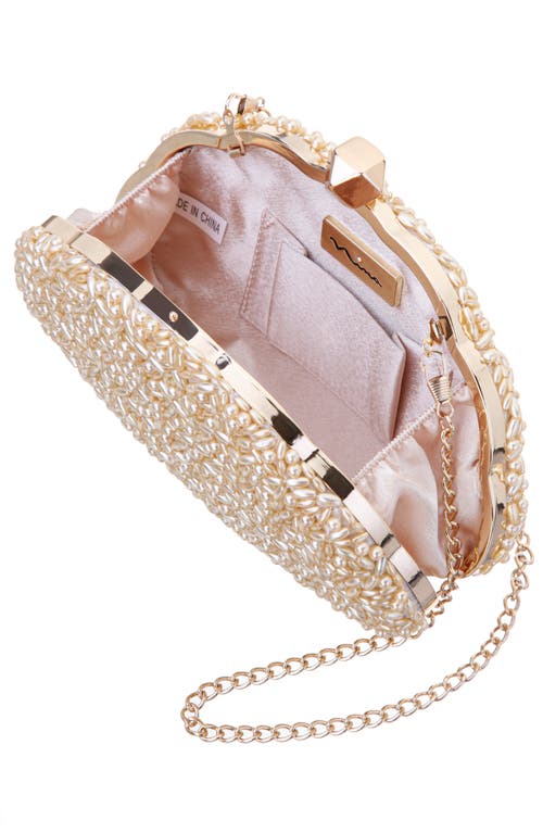 Shop Nina Hera Frame Clutch In Champagne