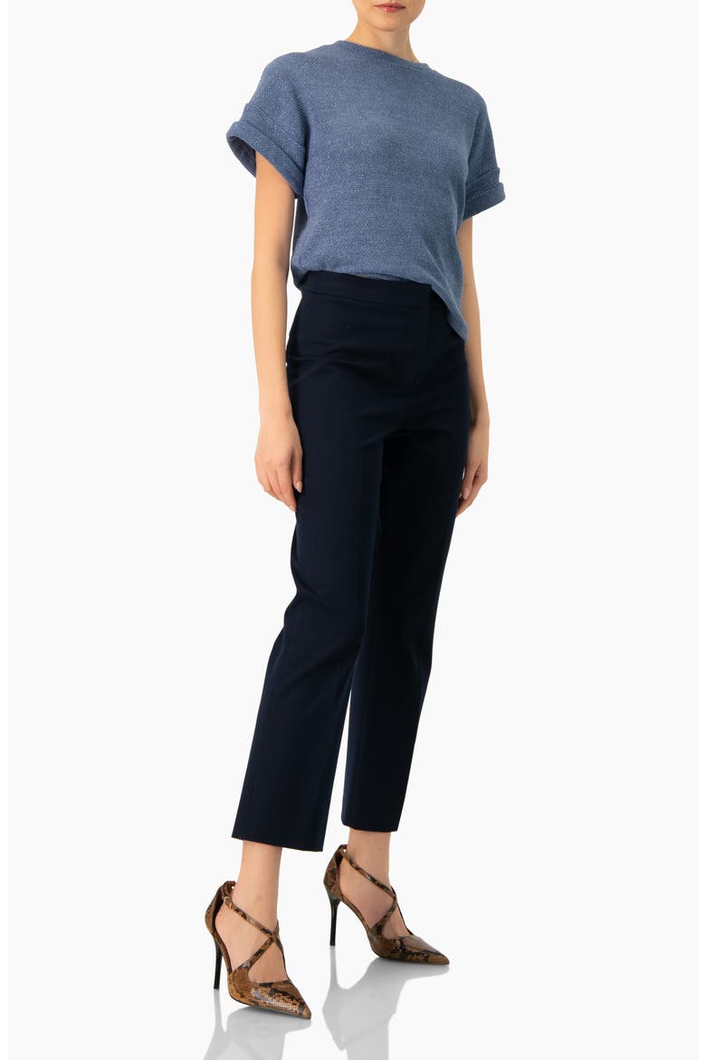 Tailored Straight-Leg Trousers, Alternate, color, Navy Blue