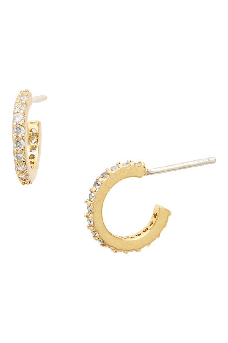 Sparkle Pavé Huggie Mini Hoop Earrings, Main, color, CRYSTAL