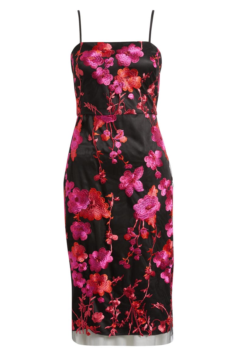 Embroidered Mesh Dress, Alternate, color, BLK FUSCHI