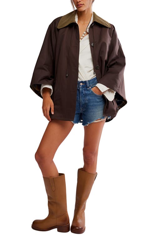 Free People Bailey Button-up Cape In Brown