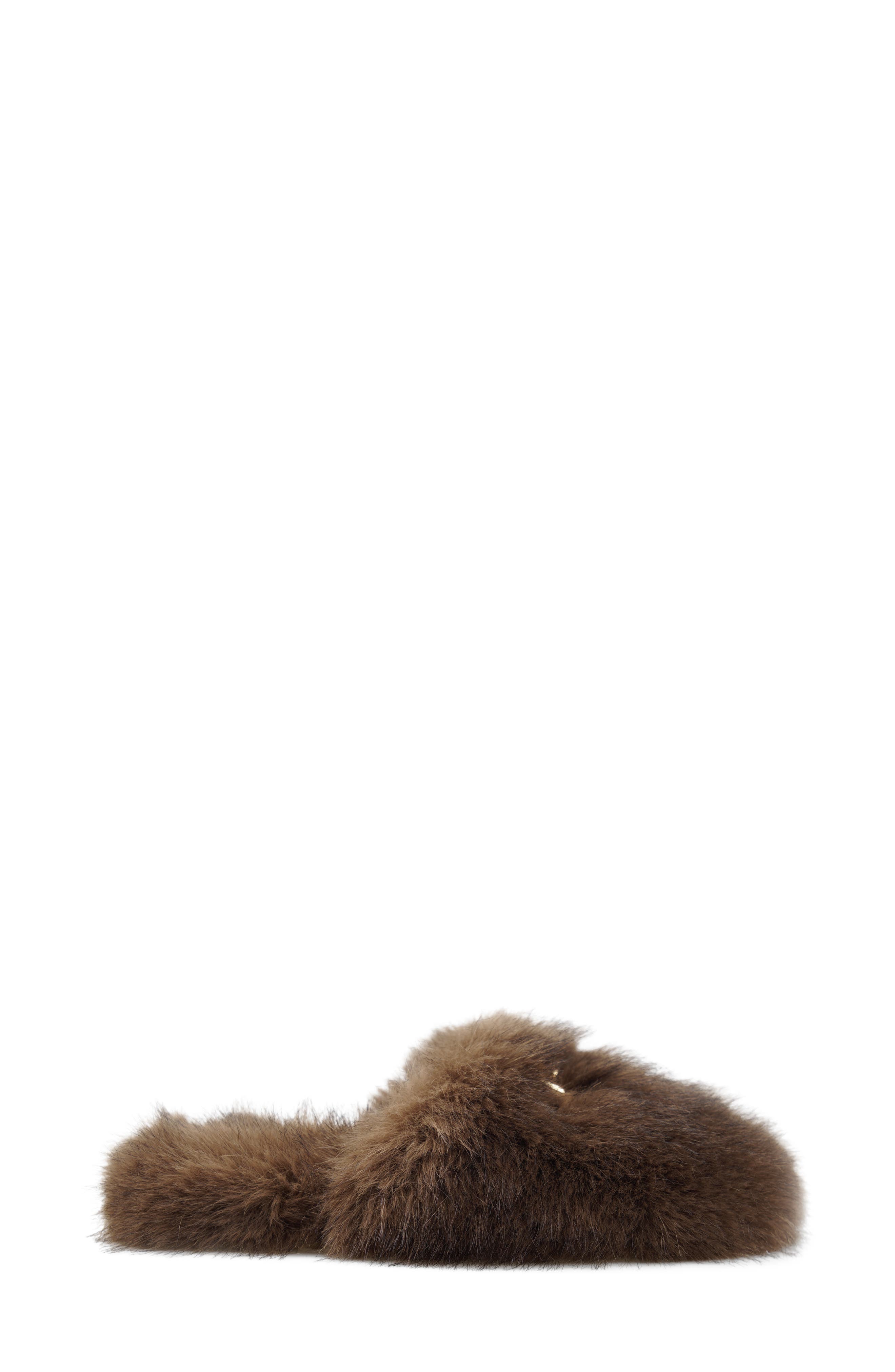 Shera Faux Fur Slipper, Alternate, color, BROWN FAUX