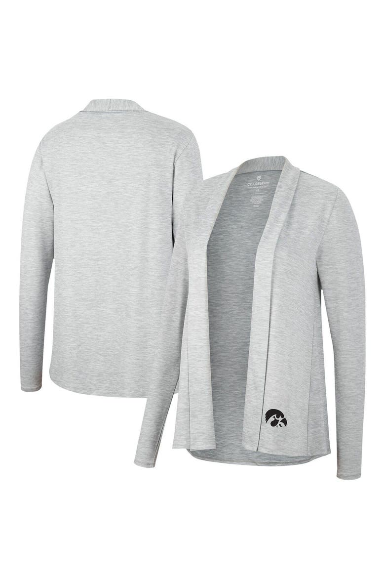 Women's Colosseum Heathered Gray Iowa Hawkeyes Charlton Open Cardigan, Alternate, color, Heather Gray