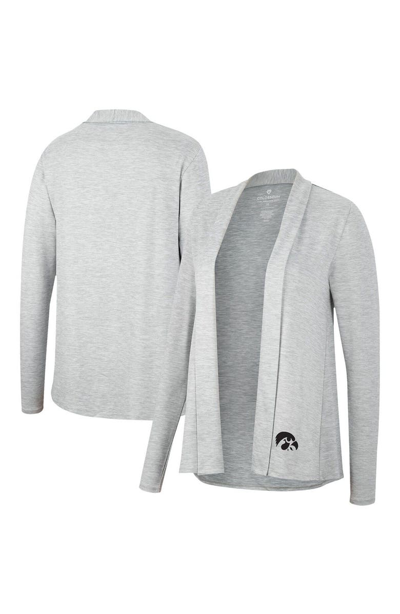 COLOSSEUM Women's Colosseum Heathered Gray Iowa Hawkeyes Charlton Open Cardigan, Alternate, color,