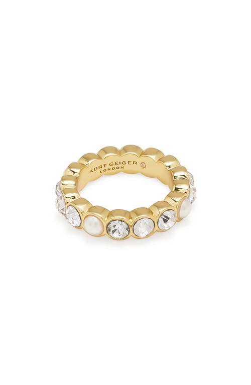 KURT GEIGER KURT GEIGER LONDON CRYSTAL & FAUX PEARL ETERNITY RING 