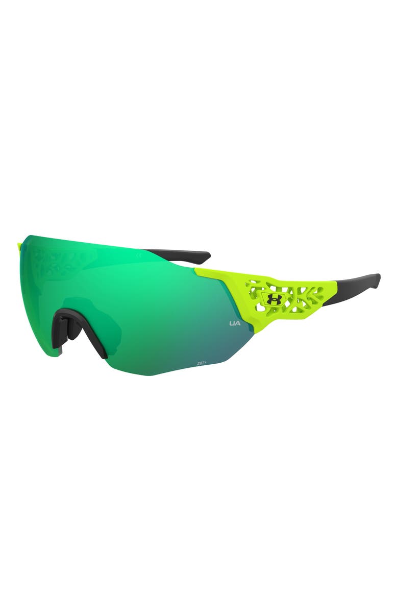 Under Armour 99mm Next Level Shield Sunglasses, Alternate, color, Green Fluo Black